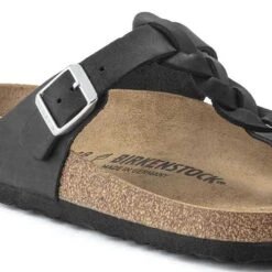 Birkenstock Gizeh Braid Suede Black Oil Leather- Regular/Wide -Step Vibe Shop 1021349 detail 1