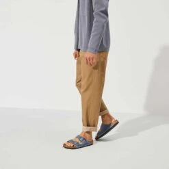 Birkenstock Arizona SFB Oil Leather Sandal - Dusty Blue - Regular/Wide -Step Vibe Shop 1022477 f look m