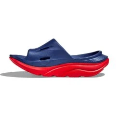 Hoka Unisex Ora Recovery Slide 3 - Bellwether Blue/Red Alert - Regular (D) -Step Vibe Shop 1135061 BBRA 8