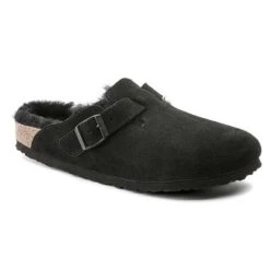 Birkenstock Boston Shearling Black Suede Leather- Regular/Wide