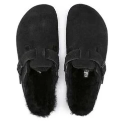 Birkenstock Boston Shearling Black Suede Leather- Regular/Wide -Step Vibe Shop 259883 top 1
