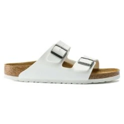 Birkenstock Women's Arizona Birko Flor Sandal- White- Medium/Narrow -Step Vibe Shop 552683 side
