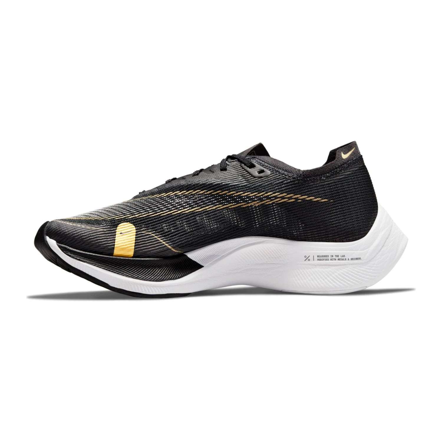 Nike Women's ZoomX Vaporfly Next % 2 Racing Shoe - Black/White/Metallic Gold Coin - Regular (B) 2 Nike Women's ZoomX Vaporfly Next % 2 Racing Shoe - Black/White/Metallic Gold Coin - Regular (B) - Image 2