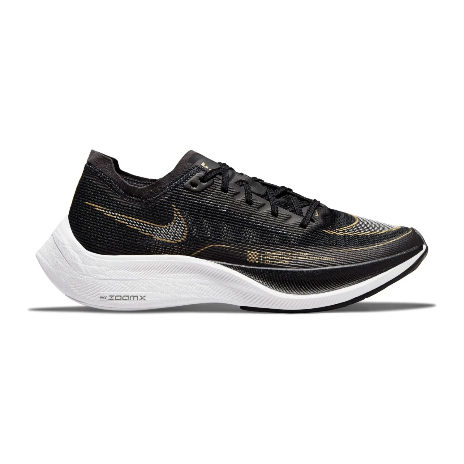 Nike Women's ZoomX Vaporfly Next % 2 Racing Shoe - Black/White/Metallic Gold Coin - Regular (B) 1 Nike Women's ZoomX Vaporfly Next % 2 Racing Shoe - Black/White/Metallic Gold Coin - Regular (B)