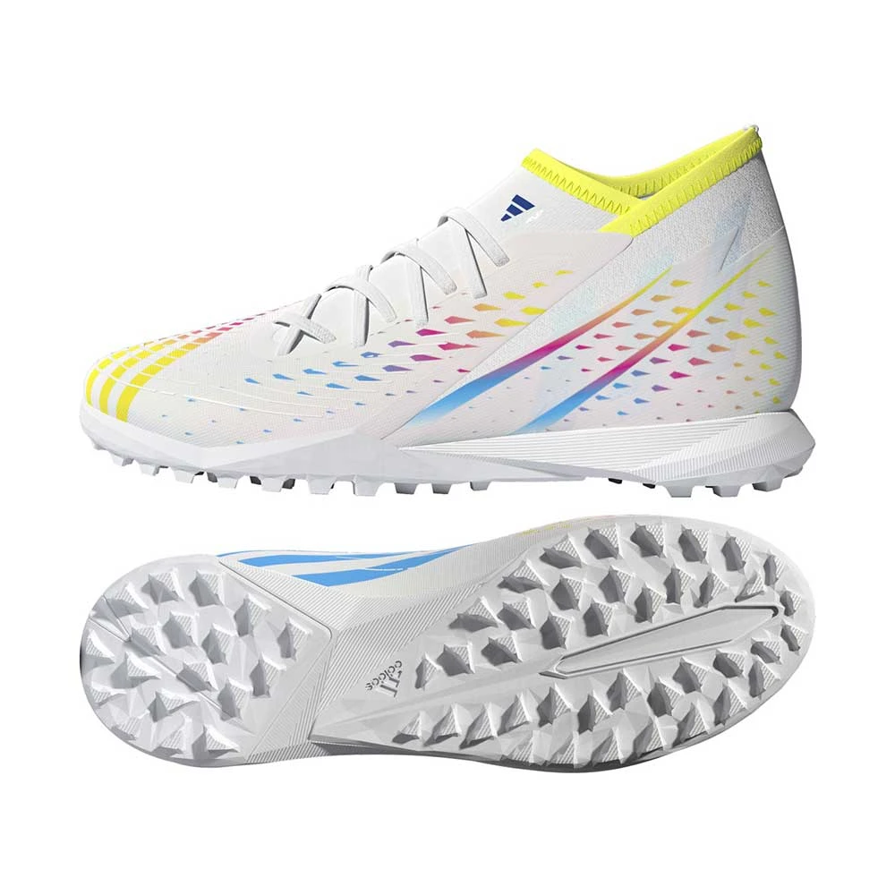 ADIDAS Unisex Predator Edge .3 TF Soccer Shoe - Ftwr White/Solar Yellow/Powder Blue - Regular (D) 3 ADIDAS Unisex Predator Edge .3 TF Soccer Shoe - Ftwr White/Solar Yellow/Powder Blue - Regular (D) - Image 3