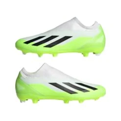 ADIDAS Unisex X Crazyfast .3 Laceless FG Soccer Cleat - Cloud White / Core Black / Lucid Lemon- Regular (D) -Step Vibe Shop X CRAZYFAST.3 LL FG White HQ4515 09 standard